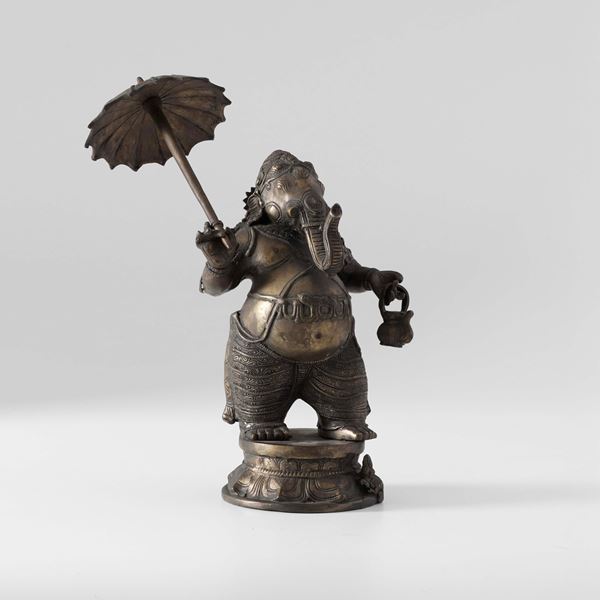 Figura in bronzo raffigurante Mappillai Ganesha, India, XX secolo