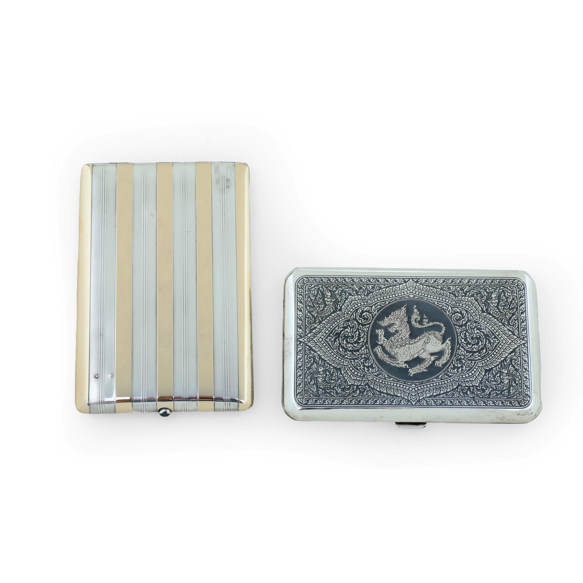 Oreficeria italiana, Porta sigarette in argento sterling e oro, inizi del XX secolo (1911)