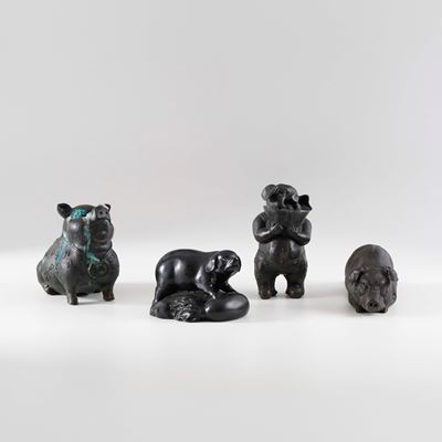 Lotto di figure di animali in bronzo, Cina, XX secolo
