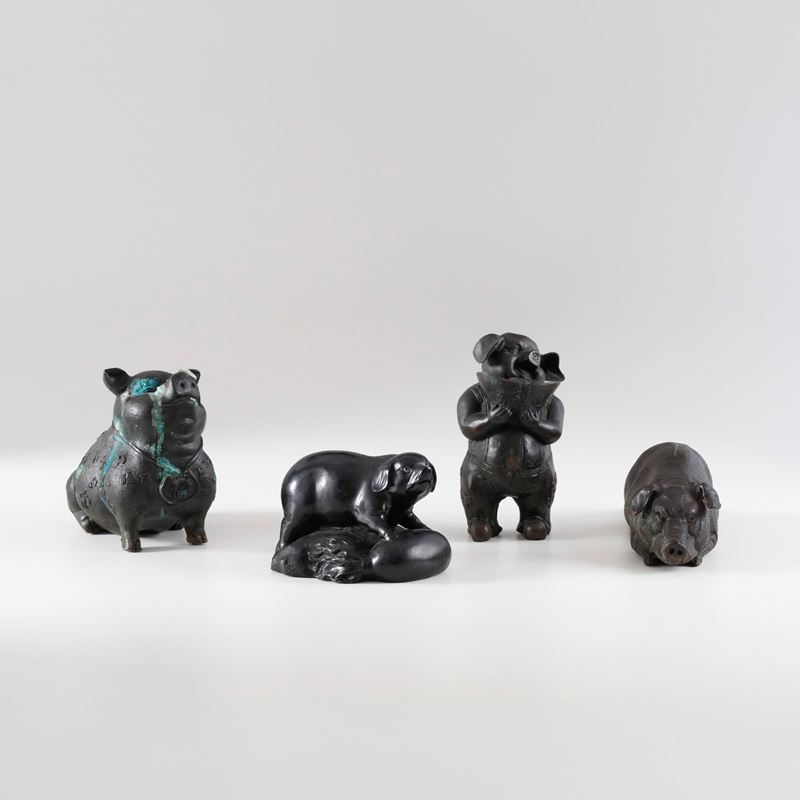 Lotto composto da figure di animali in bronzo, Cina, XX secolo  - Auction Jewellery, silverware, furnishings, and objets d'art. A charitable bequest. - I - Cambi Casa d'Aste