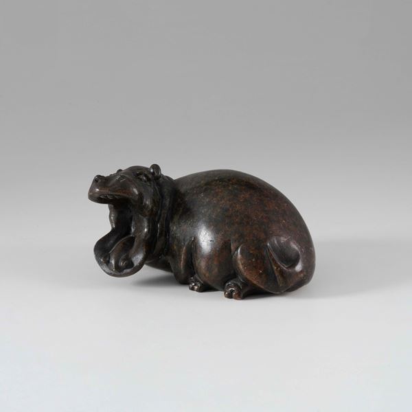 Figura di ippopotamo in bronzo, Cina, XX secolo