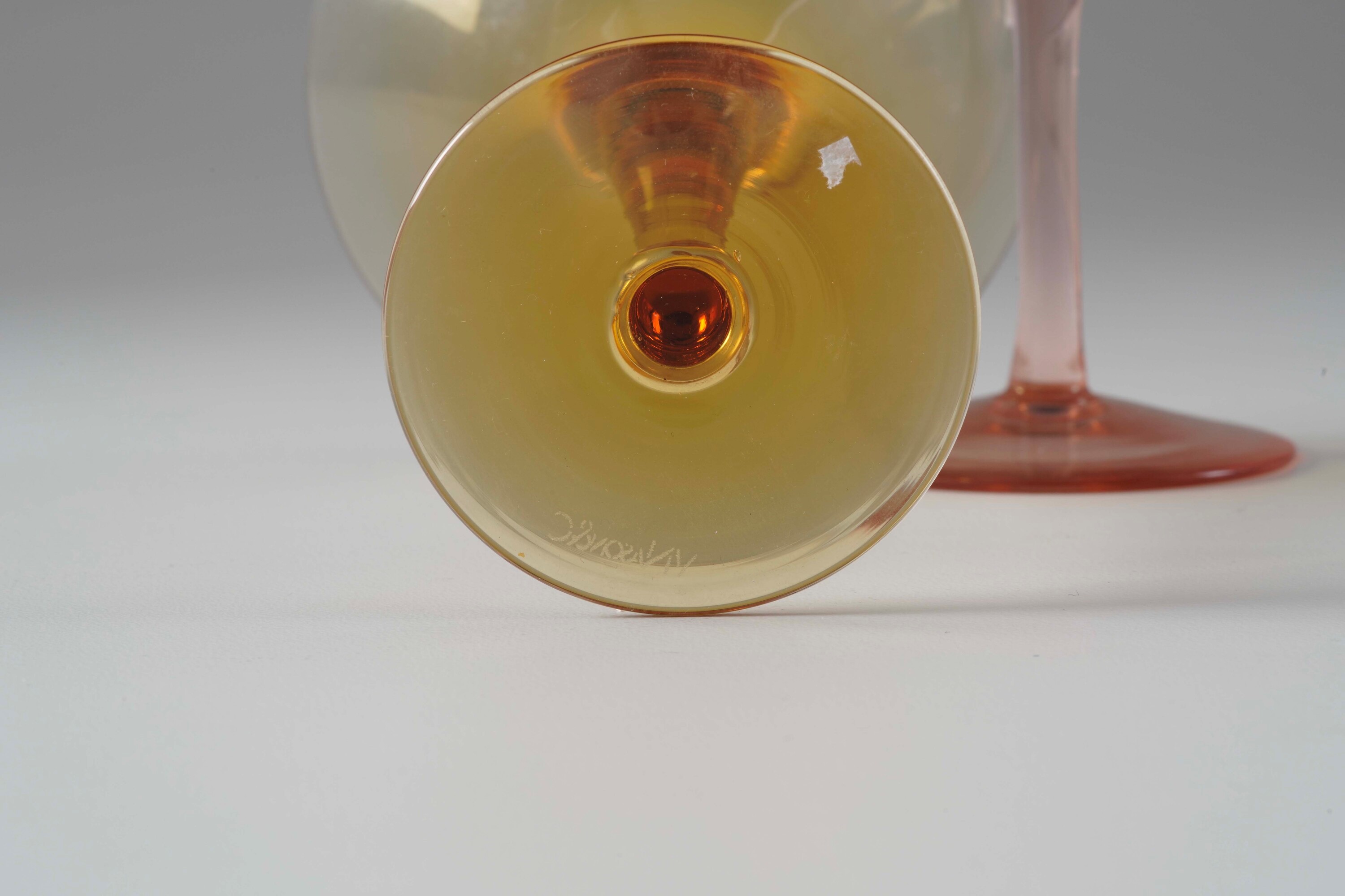 Nason & C., Dodici calici in vetro di Murano con finitura in argento, XX secolo