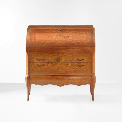 Ribalta settecentesca, legno lastronato e intarsiato, XX secolo