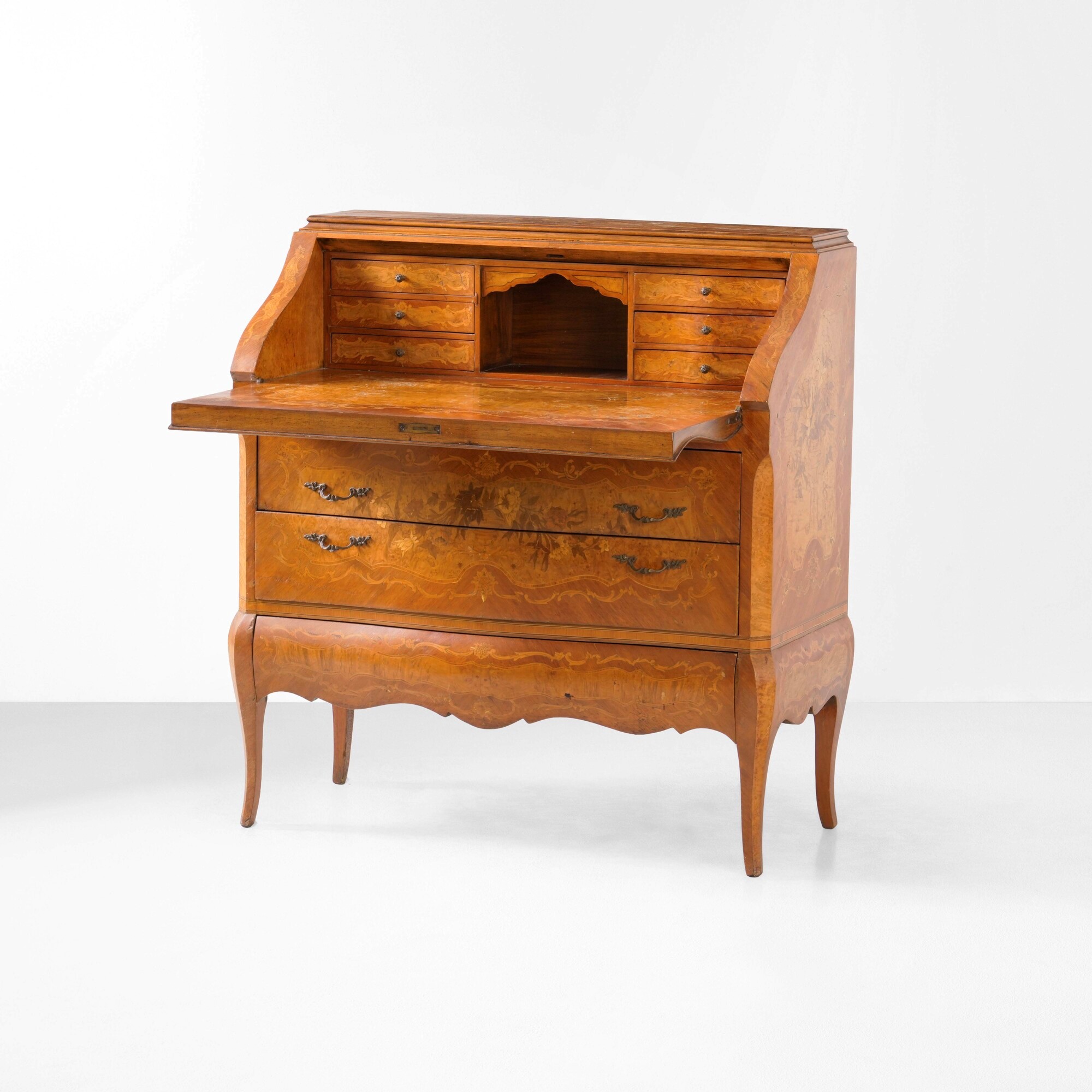 Ribalta settecentesca, legno lastronato e intarsiato, XX secolo