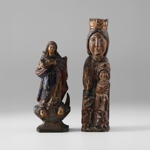 Scultori del XIX secolo Madonna immacolata - Madonna con Bambino di gusto gotico