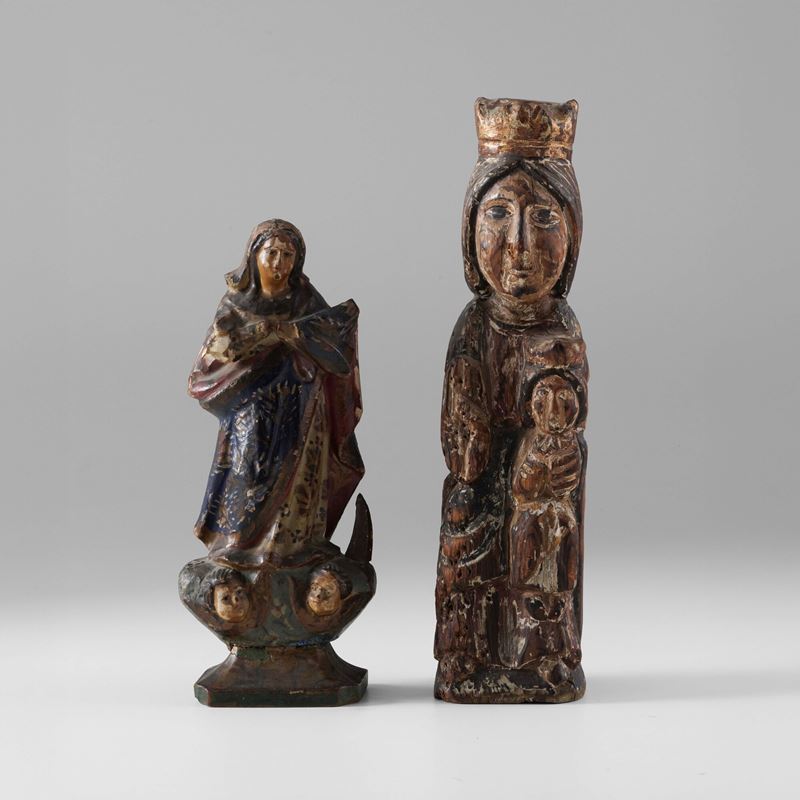 Scultori del XIX secolo Madonna immacolata - Madonna con Bambino di gusto gotico  - Asta Gioielli, argenti, arredi e oggetti d'arte. Un lascito per finalità benefiche - I - Cambi Casa d'Aste