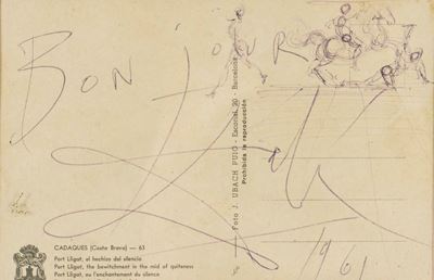 Dalì, Salvador, Bonjour, disegno a penna su carta, 1961