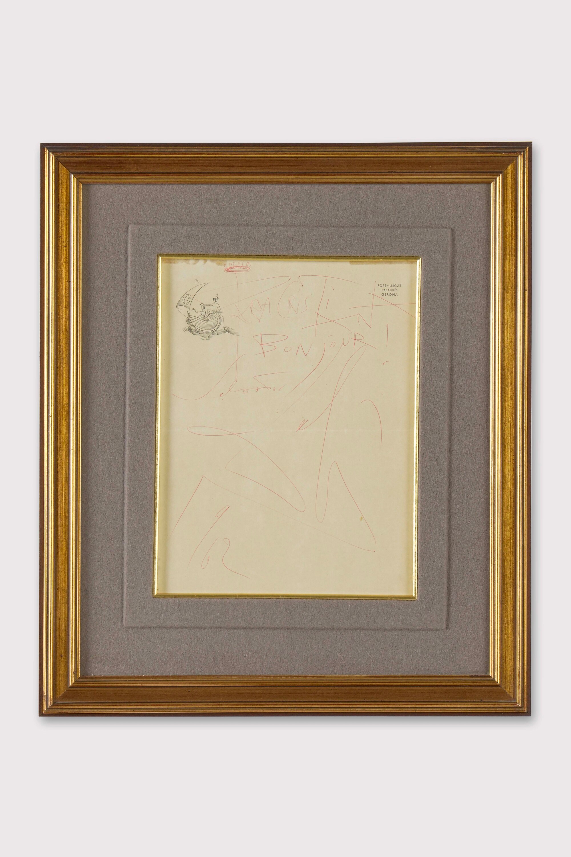 Dalì, Salvador, Bonjour Rosso, disegno a penna su carta, 1962