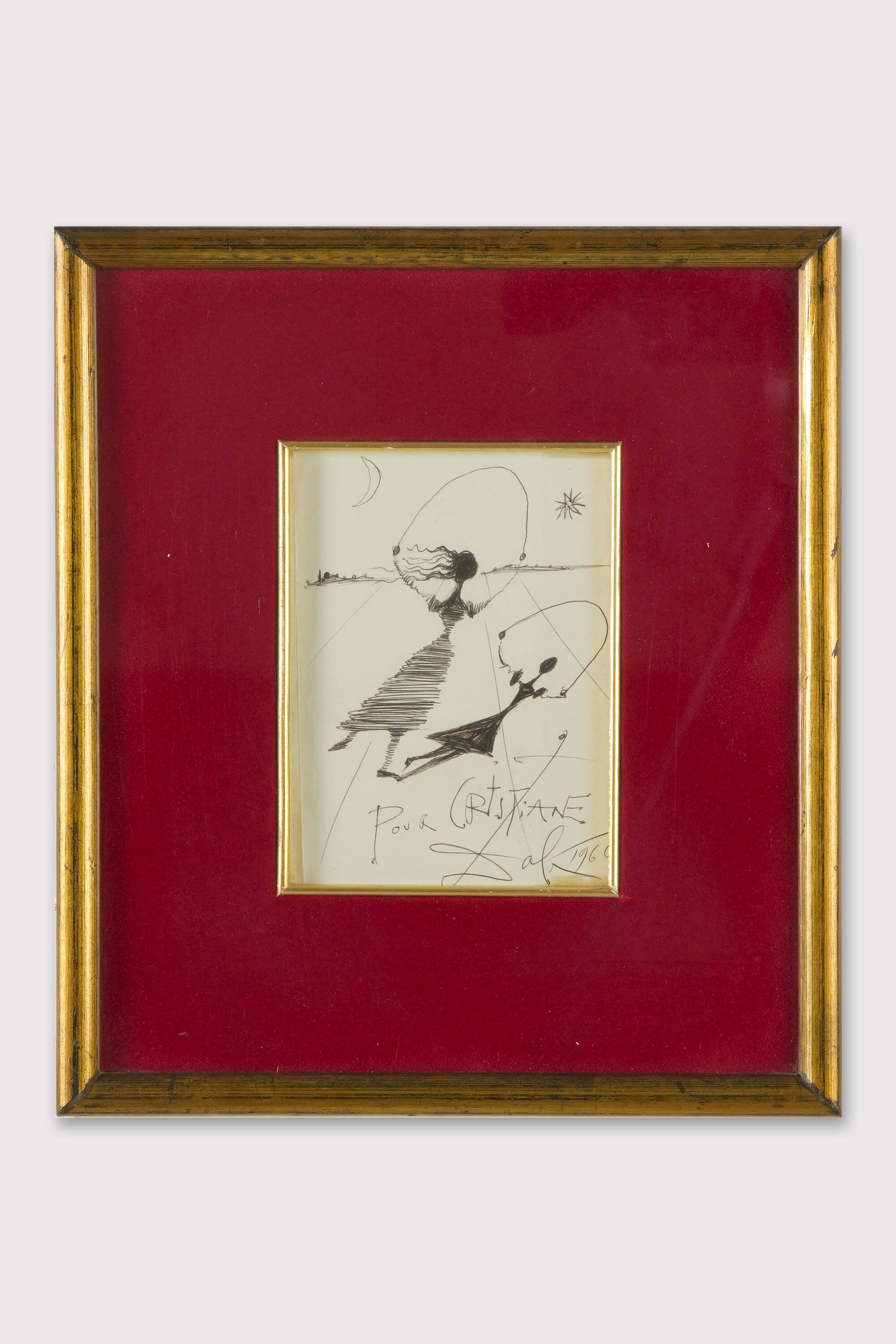 Salvador Dalì, Cristiana salta corda (disegno con penna su carta), 1966