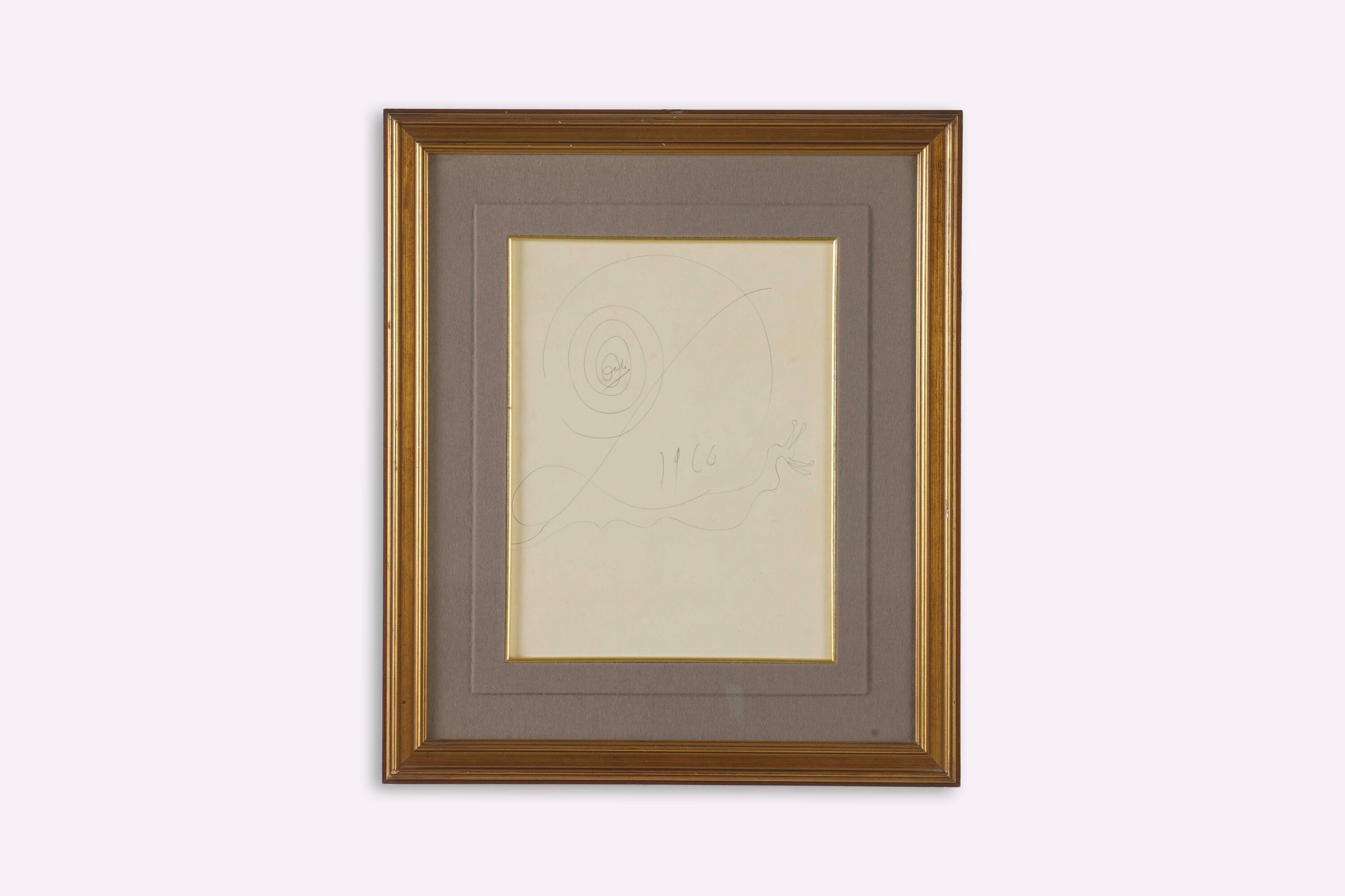 Salvador Dalí, Lumaca, disegno a penna su carta (1966)