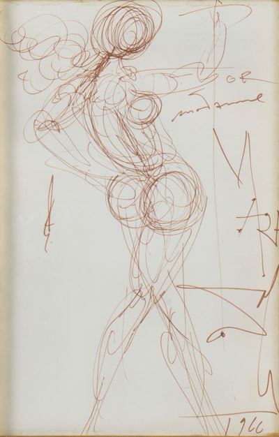 Dalì, Salvador, Disegno a inchiostro su carta “Madame Mara”, 1966