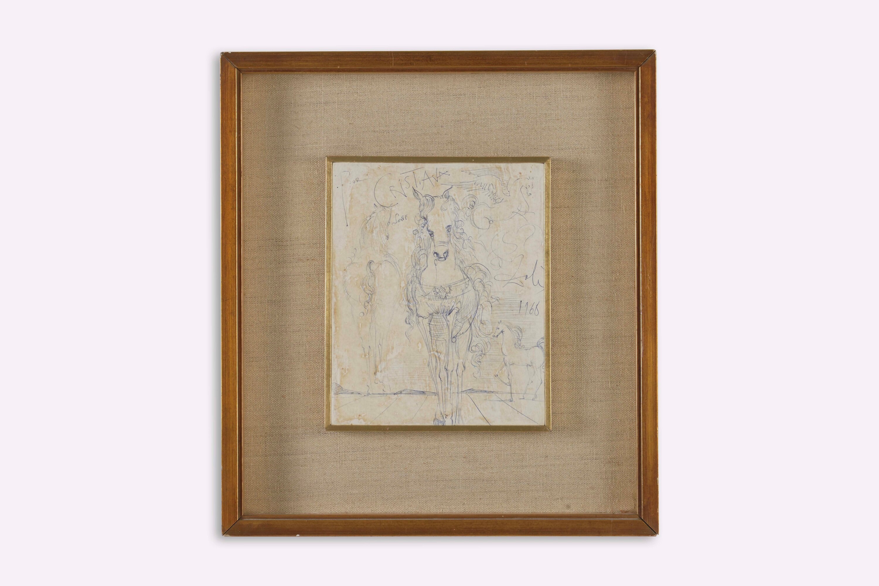 Dalì, Salvador (1904-1989), Cavalli, disegno su cartoncino, 1968