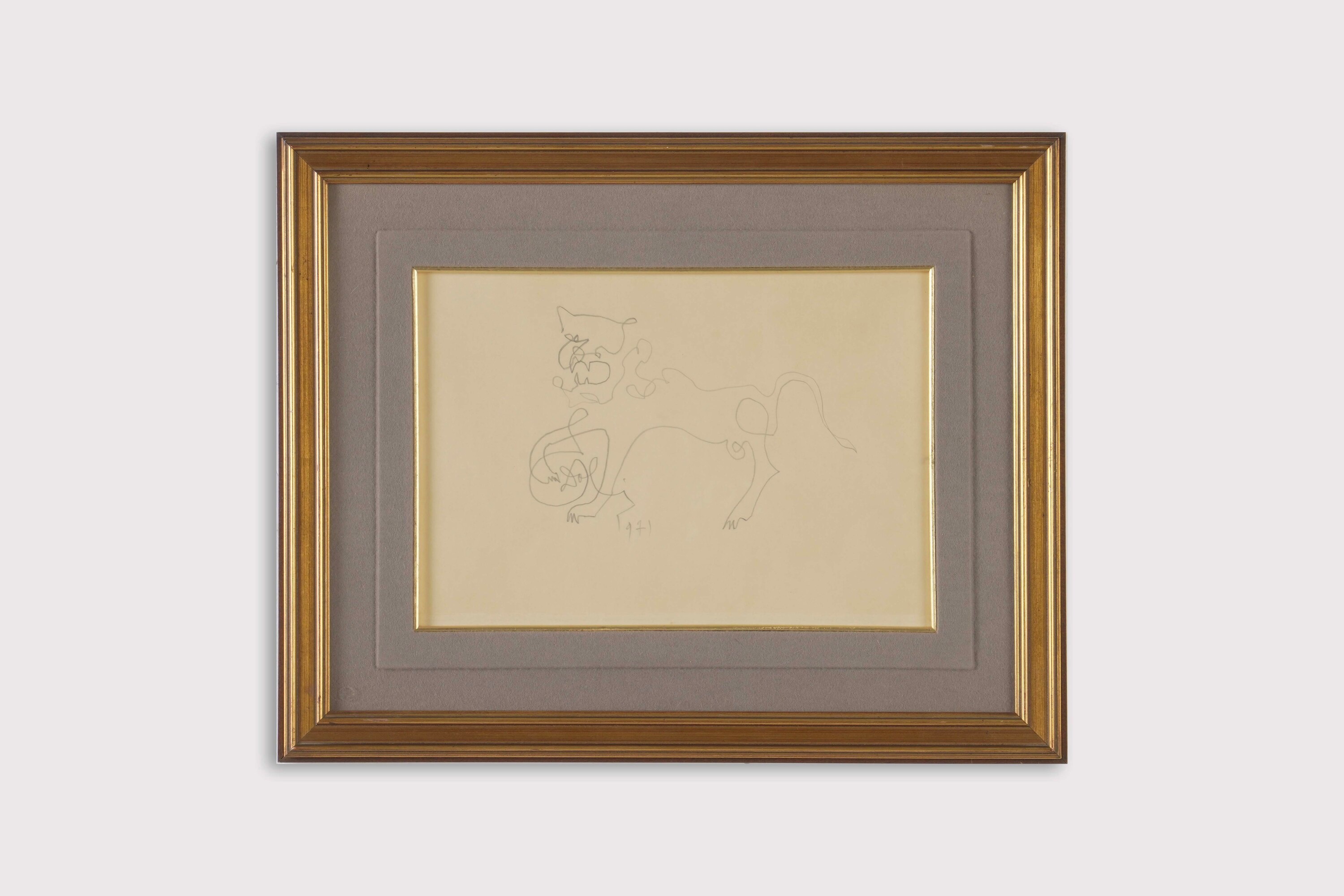 Salvador Dalì, Ocelot di Dalì (disegno a matita su carta) 1971
