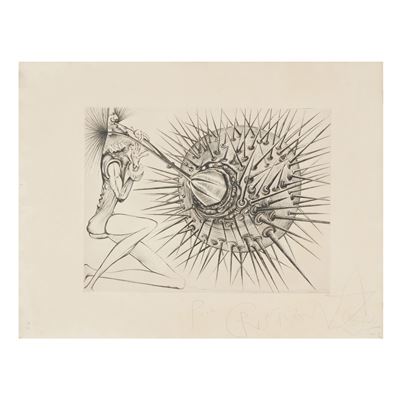 Salvador Dalí, Don Chichotte et l’oursin (litografia)