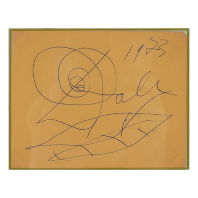 Salvador Dalì, Dalì su foglia (disegno a penna su carta), 1973