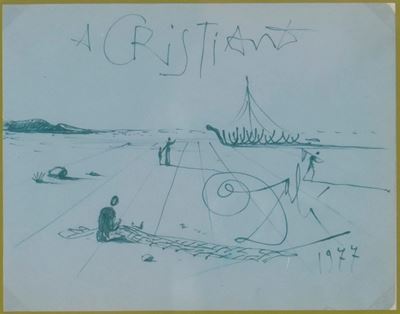 Salvador Dalì, Playa, disegno a pennarello su carta