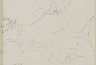 Dalì, Salvador, Disegno a matita su carta “Drago”