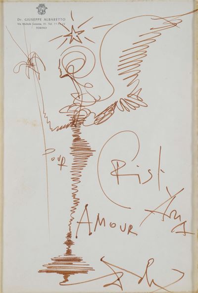 Dalì, Salvador, Amour pour Cristiana, disegno a pennarello su carta