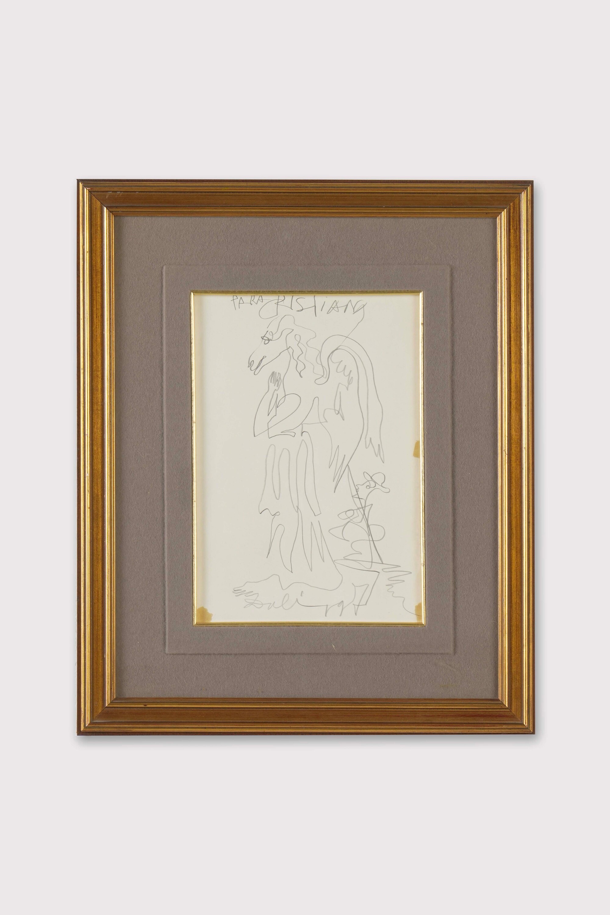 Salvador Dalì, Angelo testa di cavallo, disegno a matita su carta