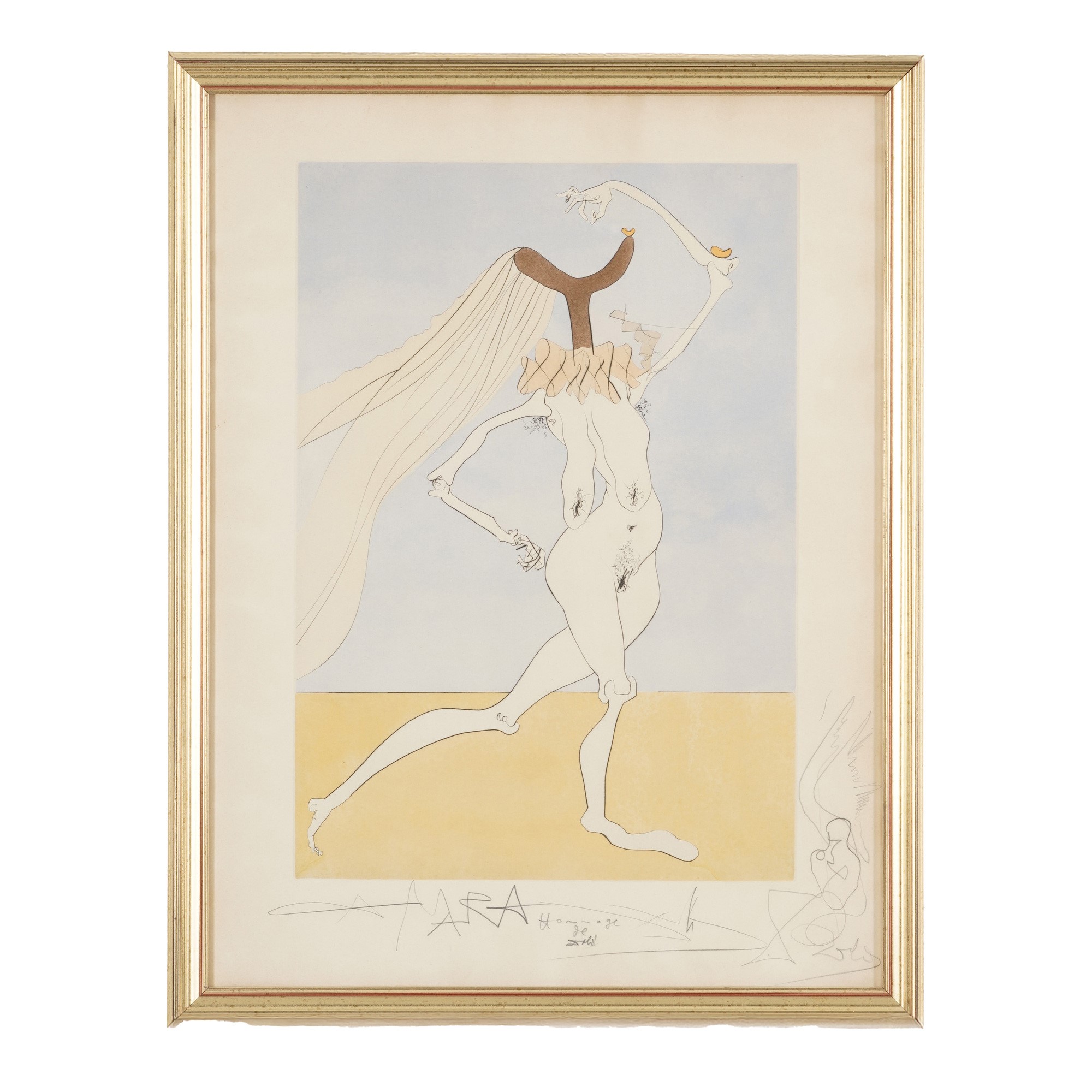Dalì, Salvador (1904-1989), Angelo hommage de Dalì, disegno a matita su carta