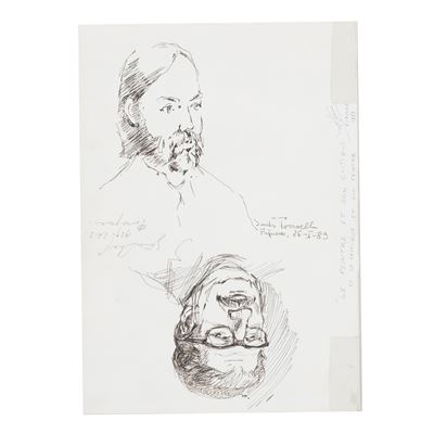 Rafael Torroella e Chef, Doppio disegno con visi di uomo