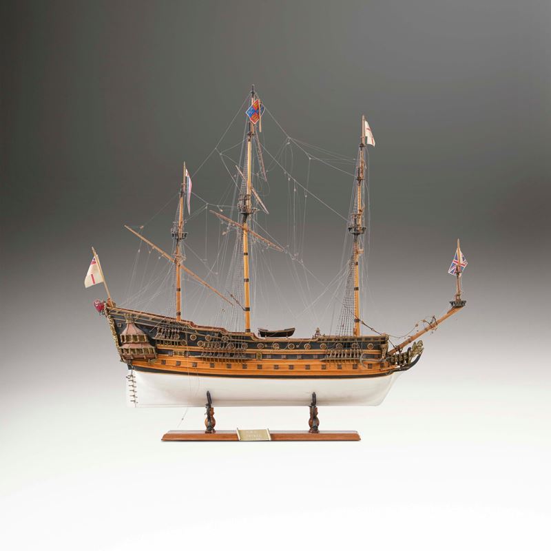 Modellino di veliero della “H.M.S. Prince del 1670", seconda metà del XX secolo  - Auction Artworks, Furniture and Works of Art. A charitable bequest - II - Cambi Casa d'Aste