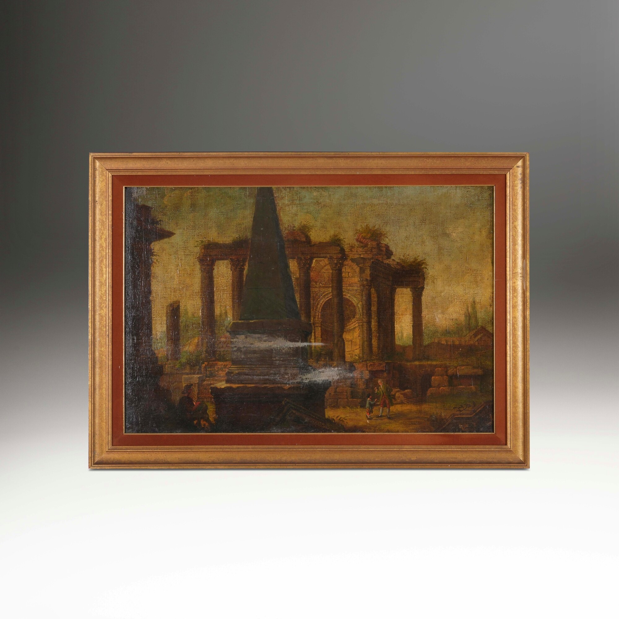 Pittore del XX secolo, Capriccio con figure, olio su tela