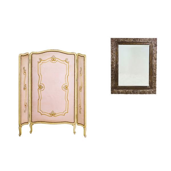Una grande cornice e un separè. Inizi XX secolo