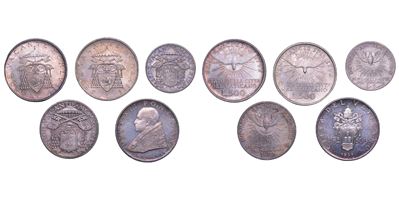 Vaticano, Lotto di cinque monete in argento (1939–1963)