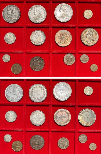 Pio IX (Giovanni Maria Mastai Ferretti), Monetazione dello Stato Pontificio, lotto di quattordici...