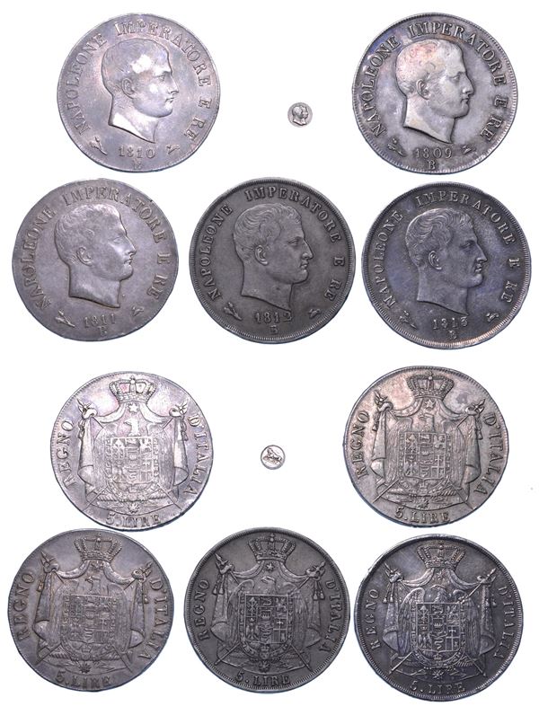 BOLOGNA. NAPOLEONE, 1805-1814. Lotto di cinque monete e una medaglia.