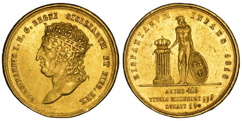 NAPOLI. FERDINANDO I DI BORBONE, 1816-1825. 15 Ducati 1818.  - Asta Numismatica - Cambi Casa d'Aste