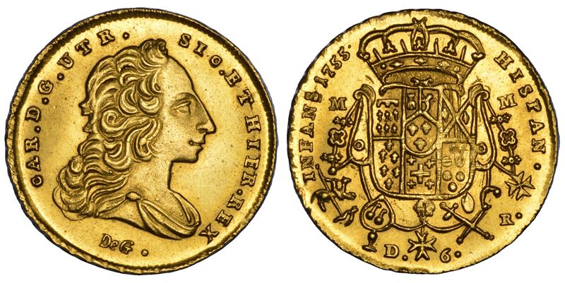 NAPOLI. CARLO DI BORBONE, 1734-1759. 6 ducati 1755.  - Asta Numismatica - Cambi Casa d'Aste