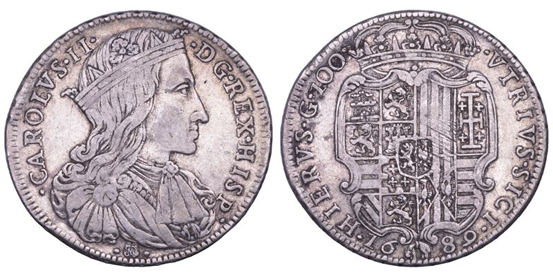 NAPOLI. CARLO II DI SPAGNA, 1665-1700. Ducato 1689.  - Asta Numismatica - Cambi Casa d'Aste