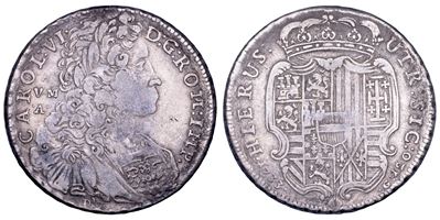 Asburgo, Carlo VI, Piastra da 120 grana 1733 (Napoli) in argento