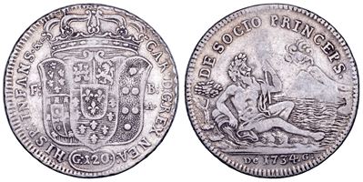 Carlo di Borbone, Piastra da 120 Grana (Napoli), 1734