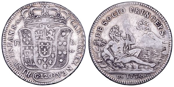NAPOLI. CARLO DI BORBONE, 1734-1759. Piastra da 120 Grana 1734.