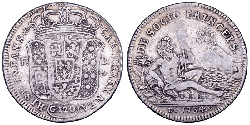 NAPOLI. CARLO DI BORBONE, 1734-1759. Piastra da 120 Grana 1734.  - Asta Numismatica - Cambi Casa d'Aste