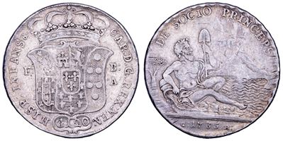 Carlo di Borbone, Piastra da 120 Grana di Napoli, 1735