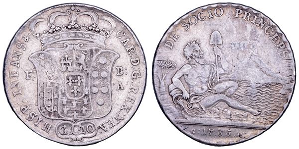 NAPOLI. CARLO DI BORBONE, 1734-1759. Piastra da 120 Grana 1735.