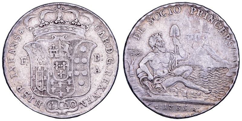 Carlo di Borbone, Piastra da 120 Grana di Napoli, 1735