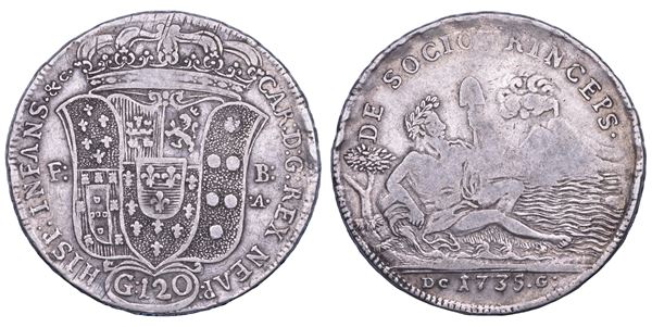 NAPOLI. CARLO DI BORBONE, 1734-1759. Piastra da 120 Grana 1735.