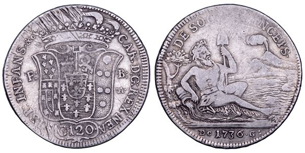 NAPOLI. CARLO DI BORBONE, 1734-1759. Piastra da 120 Grana 1736.