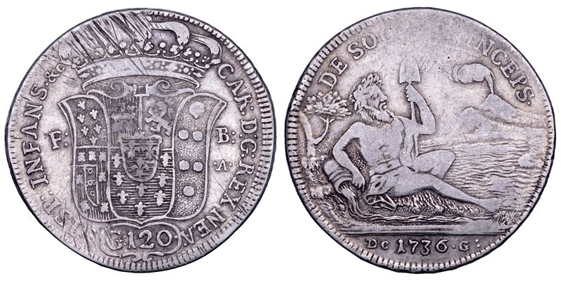 Carlo di Borbone (attr.), Piastra da 120 grana, Napoli, 1736