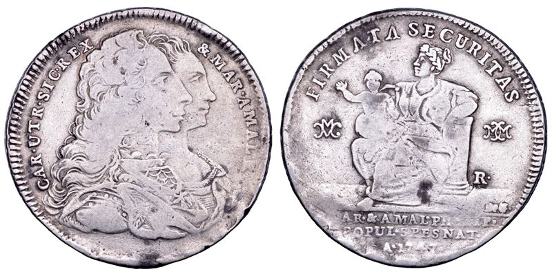 NAPOLI. CARLO DI BORBONE, 1734-1759. Piastra da 120 Grana 1747.  - Asta Numismatica - Cambi Casa d'Aste
