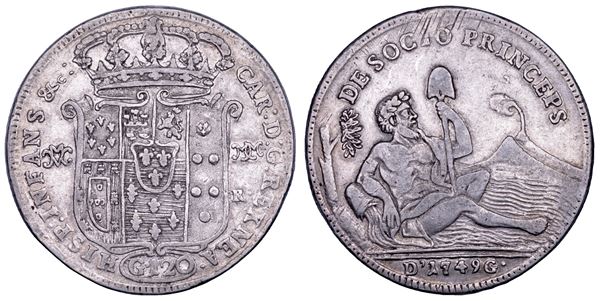 NAPOLI. CARLO DI BORBONE, 1734-1759. Piastra da 120 Grana 1749.