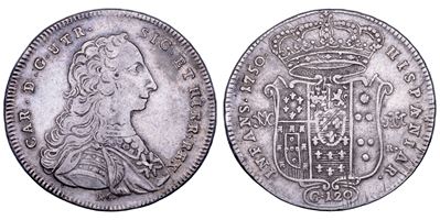 Carlo di Borbone, Piastra da 120 Grana (Napoli), 1750