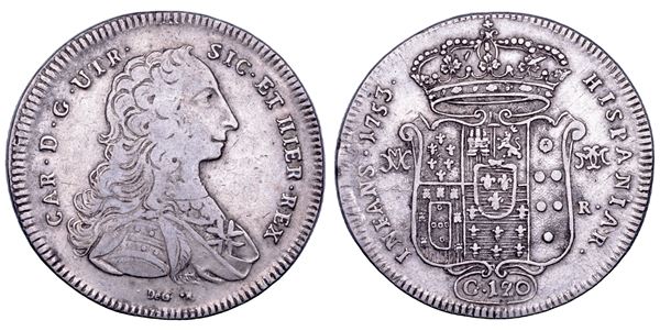 NAPOLI. CARLO DI BORBONE, 1734-1759. Piastra da 120 Grana 1753.