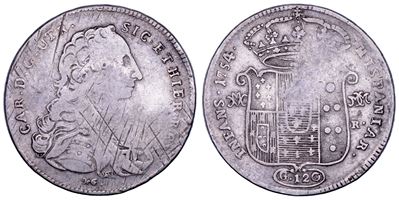 Carlo di Borbone, Piastra da 120 Grana, Napoli (1754)