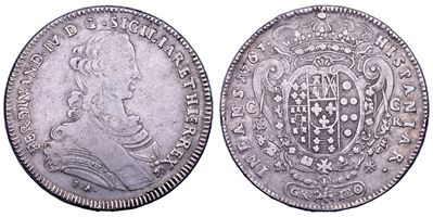 Ferdinando IV di Borbone, Piastra da 120 grana (variante con contorno a sfere e quadrati), 1767